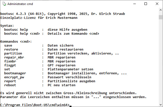 Kommandozeilen-Version Boot-US