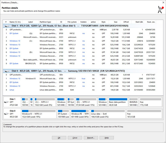 Partition details
